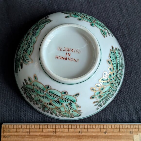1 Green & Gold Fitzhugh Porcelain Bowl Dish Chinoiserie Preppy Grand Millennial - Picture 10 of 16